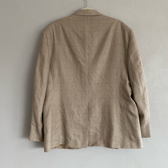 VTG Wall Street Men’s Blazer Size 44 Tan Plaid Business Neutral Formal - Picture 6 of 10